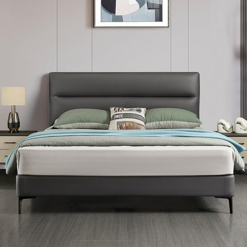 best quality modern home furniture contemporary design uphostered headboard leather bed company&supplier in China-interi furniture