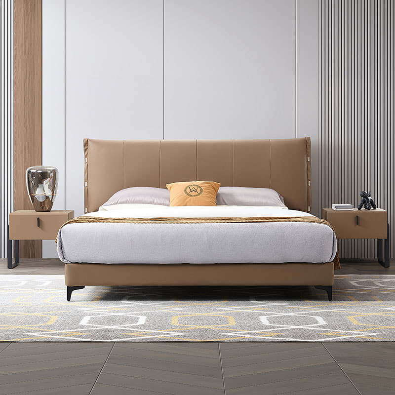 high quality modern home furniture contemporary design uphostered headboard leather bed company&supplier in China-interi furniture