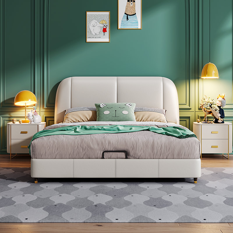 high end modern home furniture contemporary design uphostered headboard leather bed company&supplier in China-interi furniture