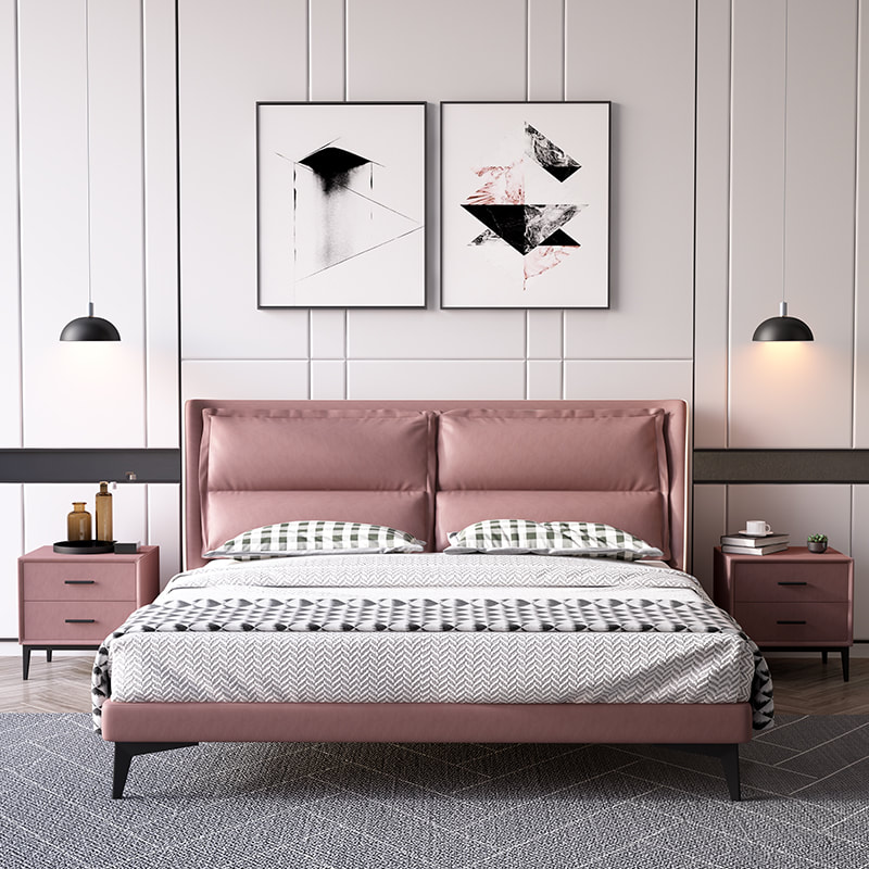 best quality modern home furniture contemporary design uphostered headboard leather bed manufacturer &exporter in China-interi furniture