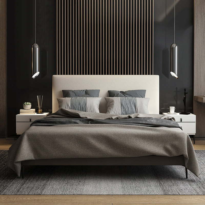high end modern home furniture contemporary design uphostered headboard leather bed manufacturer &exporter in China-interi furniture