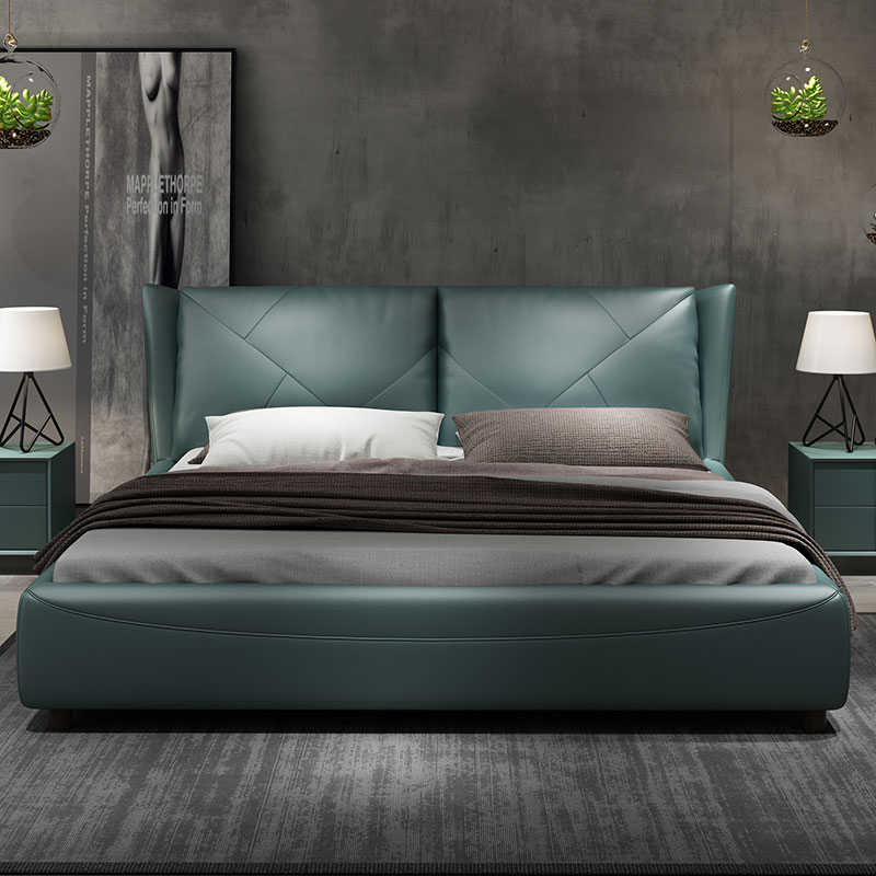 high quality modern home furniture contemporary design uphostered headboard leather bed manufacturer &exporter in China-interi furniture