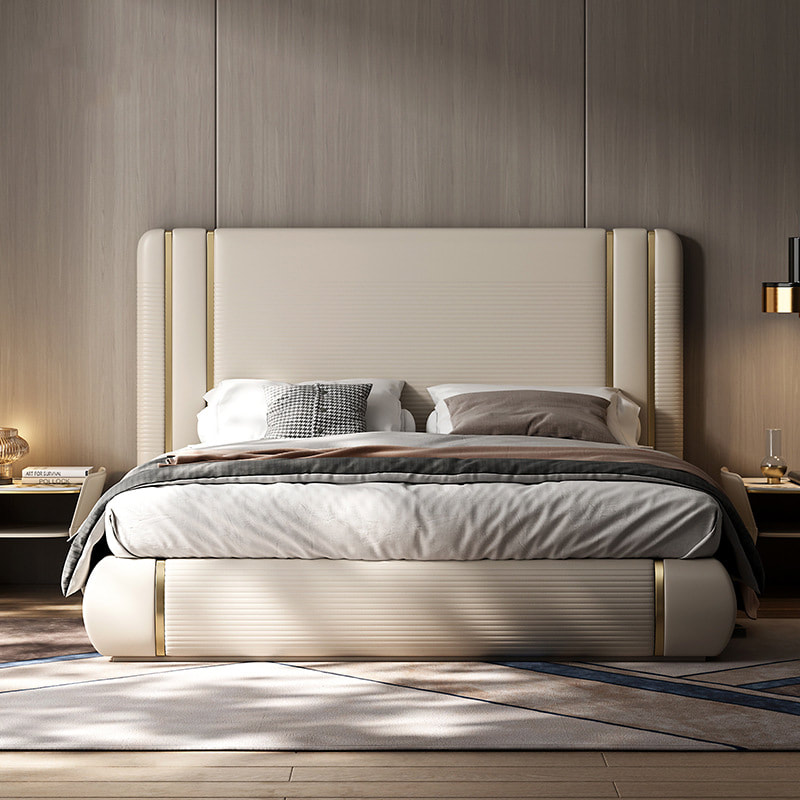 high quality modern home furniture contemporary design uphostered headboard leather bed company&supplier in China-interi furniture