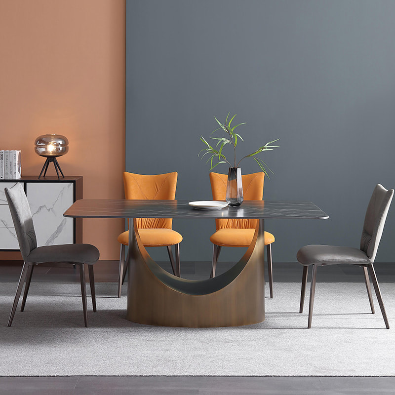 chinese high end modern design contemporary home furniture sintered table top dining table supplier-interi furniture