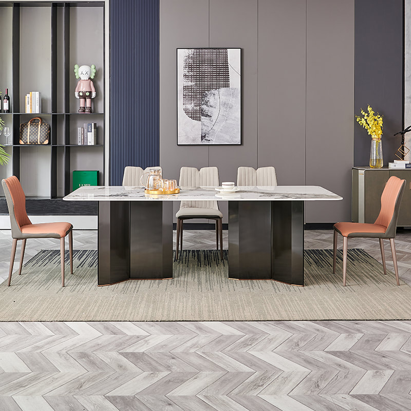 chinese high end luxury modern design contemporary style home furniture dining room sintered table top dining table maker-interi furniture