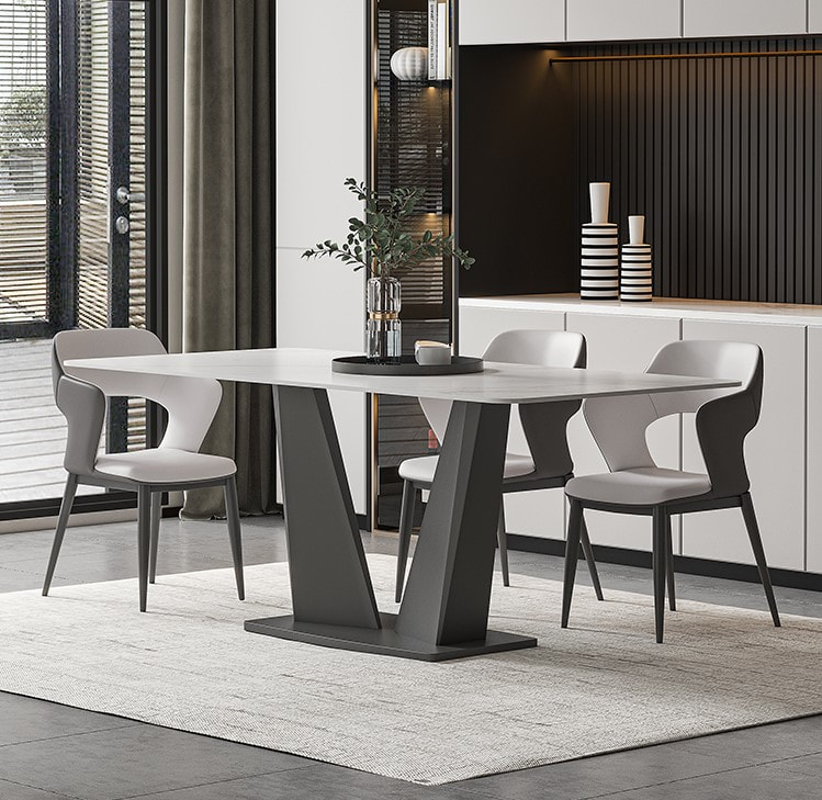 chinese high end modern design contemporary style home furniture dining room sintered table top dining table supplier-interi furniture