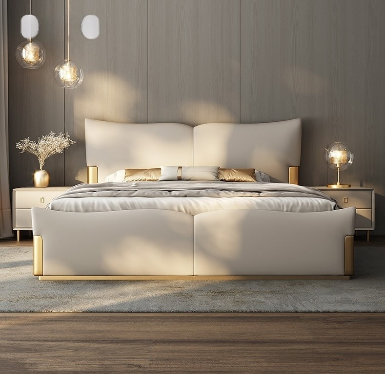 high quality modern home furniture contemporary design uphostered headboard leather bed factory & maker in China-interi furniture