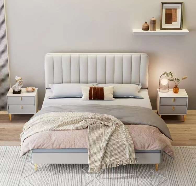 best quality modern home furniture contemporary design uphostered headboard leather bed manufacturer &exporter in China-interi furniture